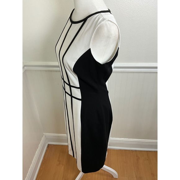 Calvin Klein‎ Dress Black White Sleeveless Sheath Career Women Size 4 - Picture 6 of 10